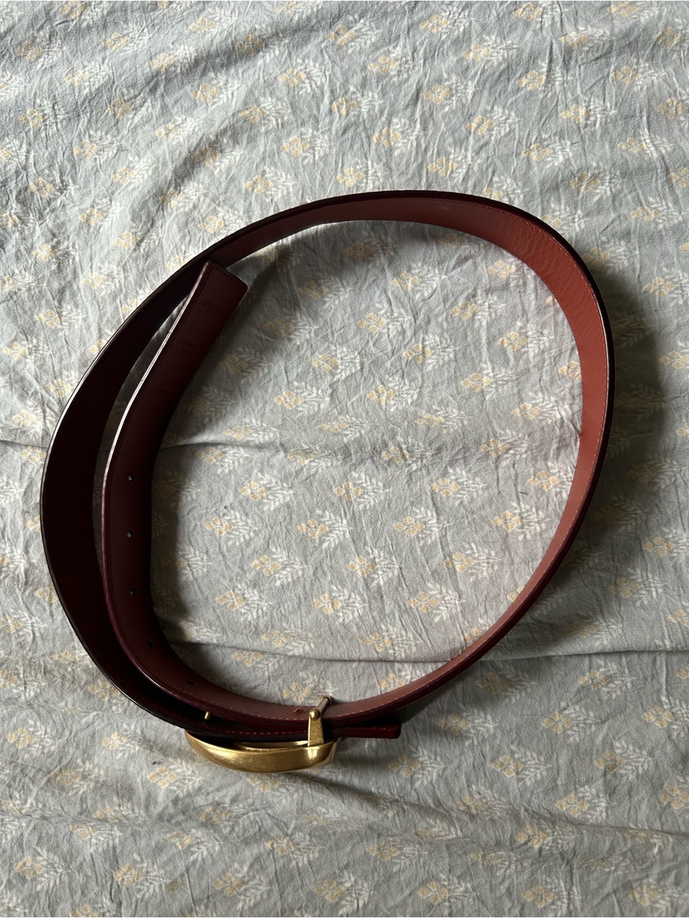 Coach Brown Floral Signature Leather Belt with Gold 'C' Buckle - Picture 4 of 4